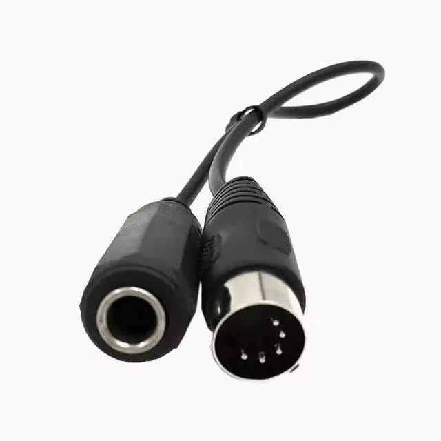 Alt view image 2 of 4 - 6.35mm 1/4" female TRS turn 90° elbow 5Pin 5-pin DIN MIDI cable keyboard guitar