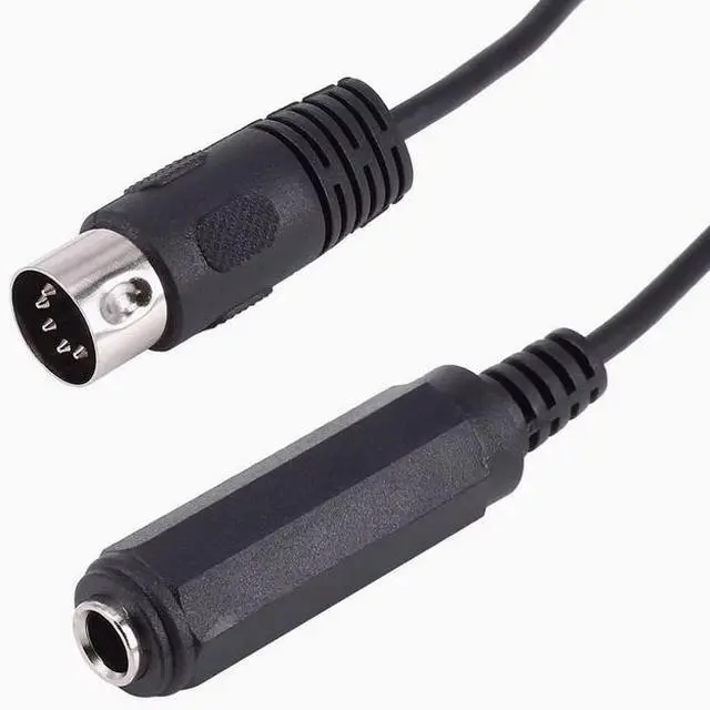 Alt view image 3 of 4 - 6.35mm 1/4" female TRS turn 90° elbow 5Pin 5-pin DIN MIDI cable keyboard guitar
