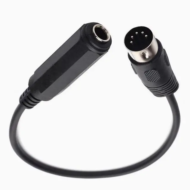Main image of 6.35mm 1/4" female TRS turn 90° elbow 5Pin 5-pin DIN MIDI cable keyboard guitar