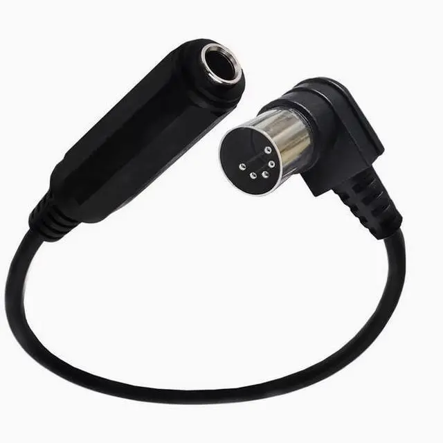 Alt view image 2 of 2 - 6.35mm 1/4" female TRS turn 90° elbow 5Pin 5-pin DIN MIDI cable keyboard guitar Left Angle