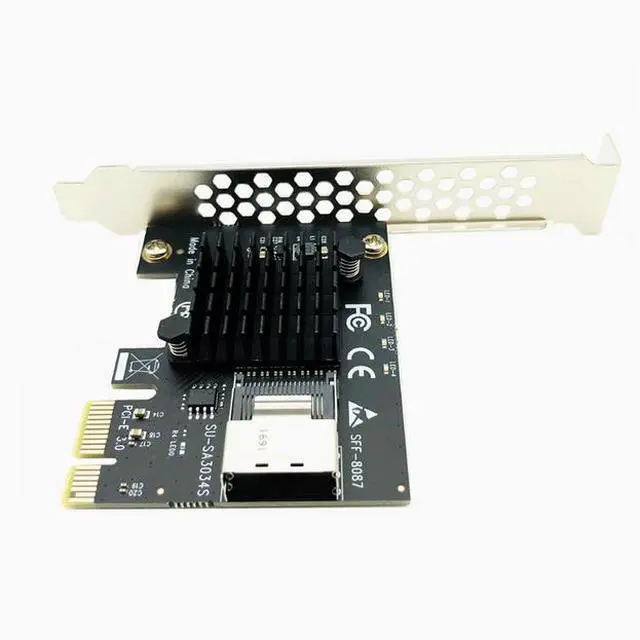 Alt view image 2 of 5 - 4-port SATA3.0 expansion card PCI-E to mini SAS port SATA Solid State SSD