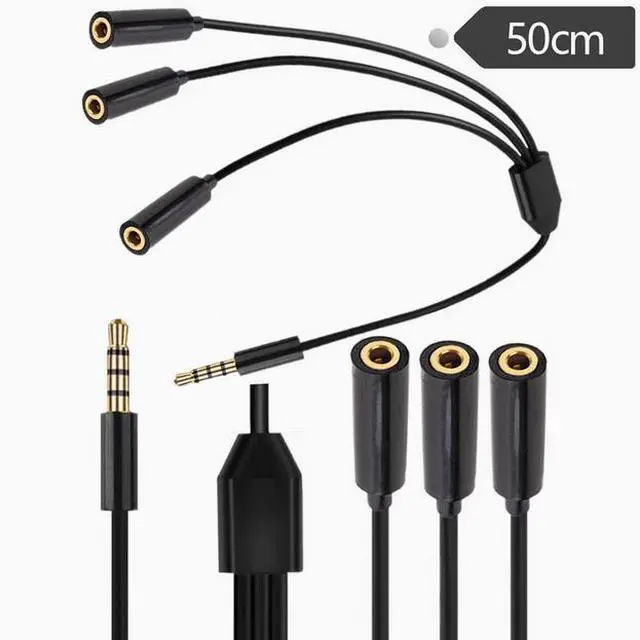 Main image of Audio cable one minute three extension cable 4 level 4 DC3.5 male stereo divided into 3 DC3.5 female stereo 50cm