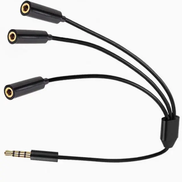 Alt view image 2 of 4 - Audio cable one minute three extension cable 4 level 4 DC3.5 male stereo divided into 3 DC3.5 female stereo 50cm