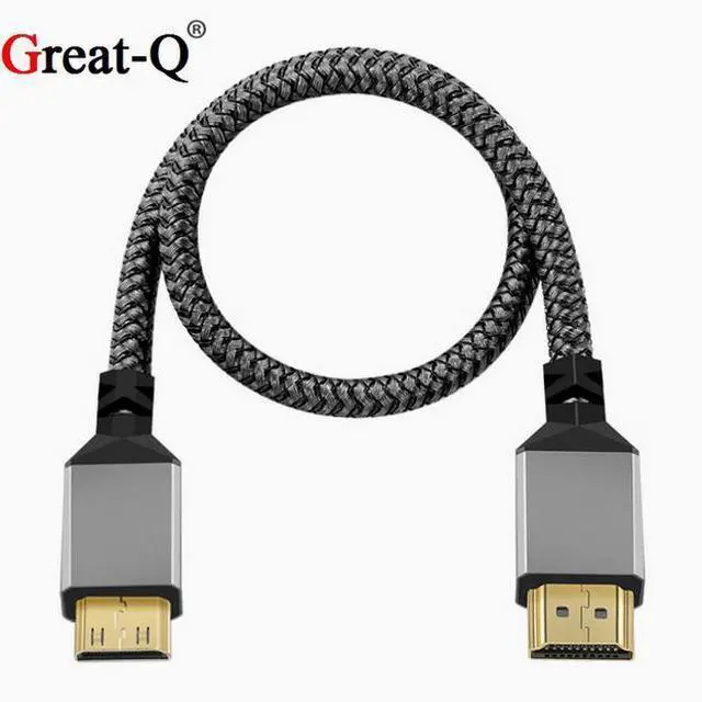 Main image of mini hdmi to hdmi 2.0 4k HDTV computer data transmission Gray aluminum shell braided wire a-c 3m