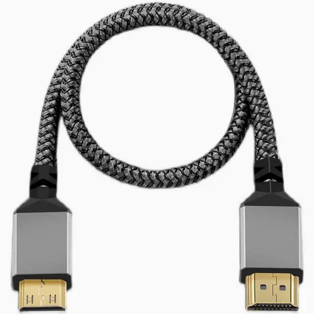 Alt view image 3 of 3 - mini hdmi to hdmi 2.0 4k HDTV computer data transmission Gray aluminum shell braided wire a-c 3m