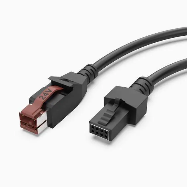 Main image of 24V powered printed barcode scanning gun cable Epson IBM medical device POS terminal cable