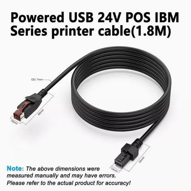 Alt view image 4 of 4 - 24V powered printed barcode scanning gun cable Epson IBM medical device POS terminal cable