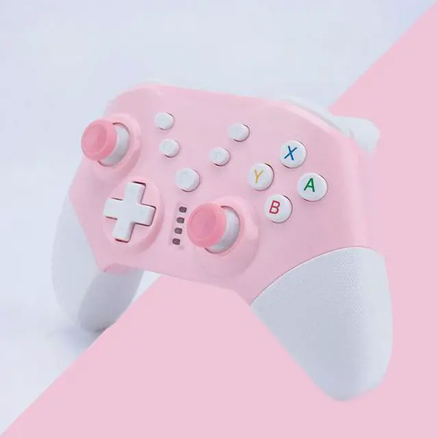 Main image of NS20 switch pro handle Pink and yellow combination with vibration to wake up switch host Support PC PC handle with 2.4G receiver