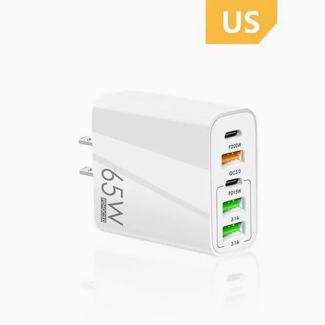 Main image of 65W multi-port dual PD charger 3USB fast charge for Apple Android Huawei Xiaomi TypeC charging head White