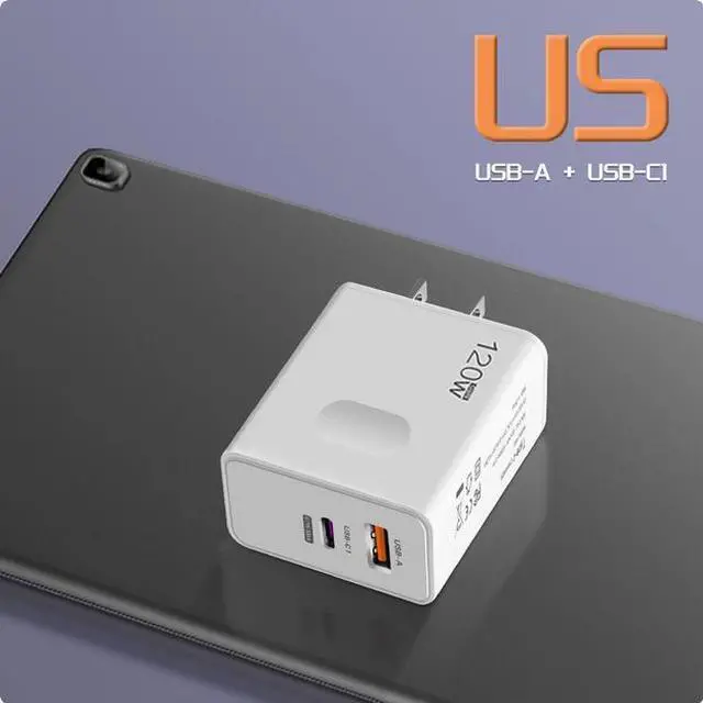 Alt view image 2 of 3 - 120W charger YP-C charging head USB Super fast charge/flash charge dual ports