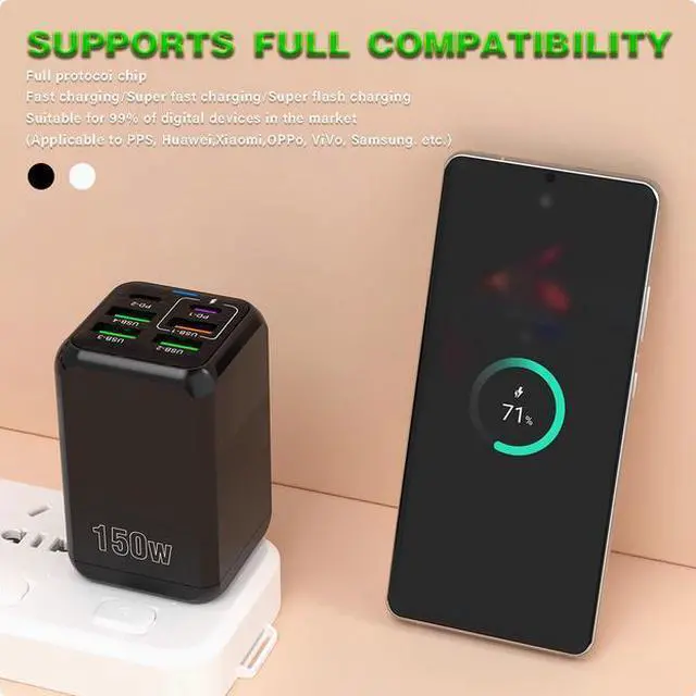 Alt view image 2 of 3 - 150W Super Fast Charge Flash Charge 4USb Multi-port 120W tablet charger Double type-c