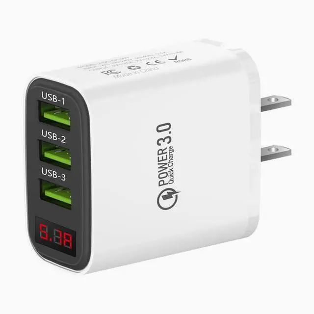 Main image of 3USB Multi-interface US standard charging head mobile phone charger fast charge with screen number display 3 for Apple 15/16 ProMax