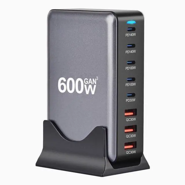 Main image of GaN 600W 8-Port USB-C USB-A Charger QC3.1 PD3.1 Type C Fast Charging Mobile Phone Charging Station GaN Tech Laptop USB C Power Adapter Block for Mobile Phones Tablet