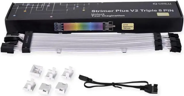Alt view image 4 of 6 - LIAN-LI STRIMER PLUS V2 24 Pin and LIAN-LI STRIMER PLUS V2 Triple 8 Pin Combo, Addressable RGB Power Extension Cable and Addressable RGB VGA Power Cable, Include Controller for L-Connect 3.0