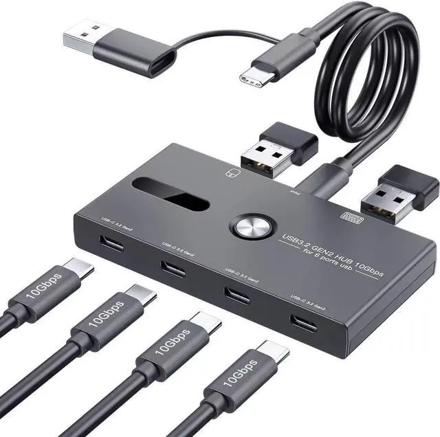 Main image of 10Gbps USB 3.2 Gen 2 USB C Hub, 6 Ports USB C Splitter, USB C to USB C and USB A Hub for PC, Laptop, Mac-Book Pro/Air, i-Mac, Surface Pro, Chro-m-e-book, Etc (HUB ONLY, Not Support Charging/Monitor)