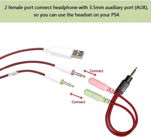 Alt view image 7 of 7 - Professional Stereo Bass Game Headphone with Mic and LED Light, Gaming Headset Wired Earphone Noise Canceling for PC Computer