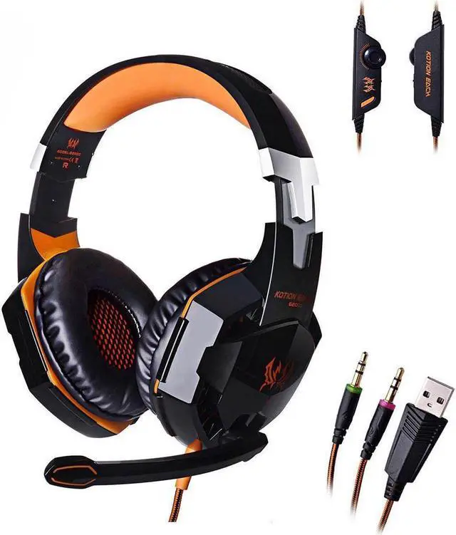 Alt view image 2 of 7 - Professional Stereo Bass Game Headphone with Mic and LED Light, Gaming Headset Wired Earphone Noise Canceling for PC Computer