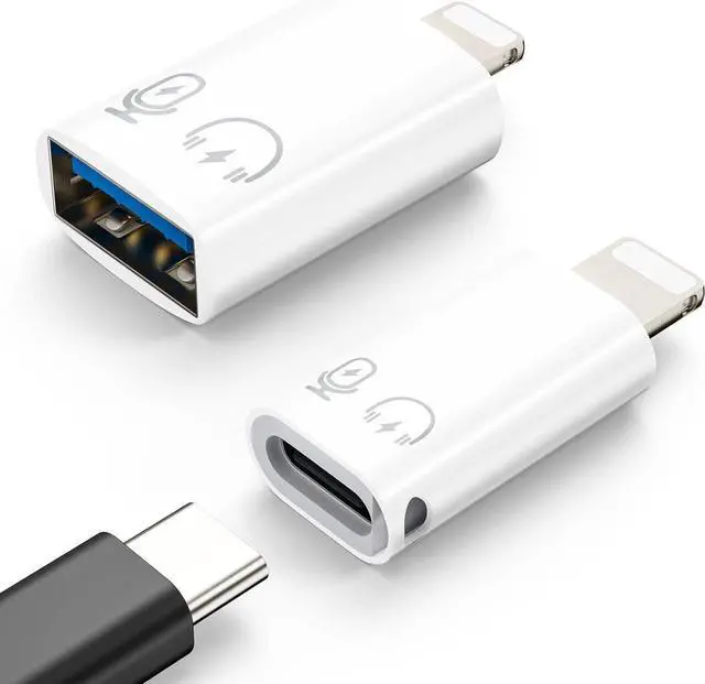 Main image of USB C Female to Lightning Male Adapter Lightning Male to USB-A Female OTG Adapter Connector for iPhone 14/13/12/11 Pro Max/iPad/iPod/AirPods Support 10W Fast Charging/Data Transfer/Audio