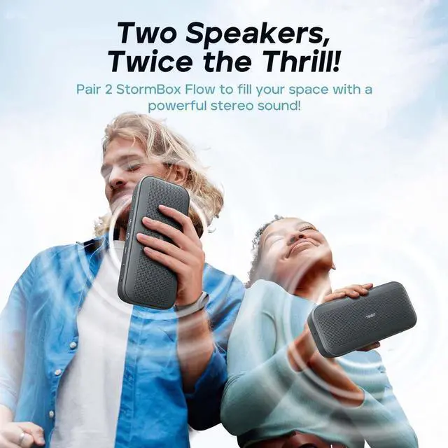 Alt view image 4 of 7 - Tribit StormBox Flow Bluetooth Speaker, Portable Speaker with XBass, 30H Playtime Wireless Speaker, IP67 Waterproof, Bluetooth 5.3, TWS, Custom EQ, Type-C Speaker for Outdoor Travel Beach