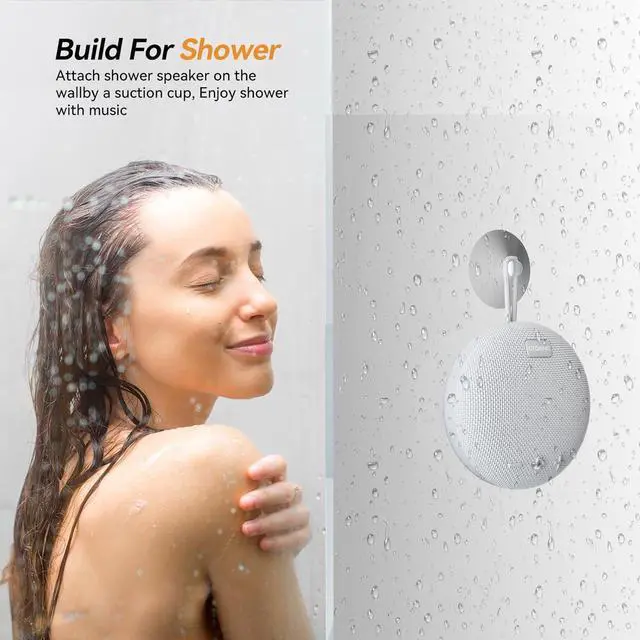 Alt view image 7 of 7 - Wireless Shower Speaker IPX8 Waterproof Bluetooth Speaker, Small Outdoor Portable Speaker