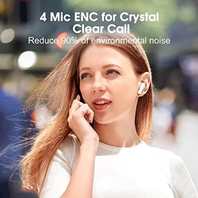 Alt view image 3 of 5 - QCY T13 ANC Active Noise Cancelling Wireless Earbuds, Bluetooth 5.3 Headphones with 30H Playtime Charging Case, IPX5 Waterproof Ear Buds for iPhone and Android, White