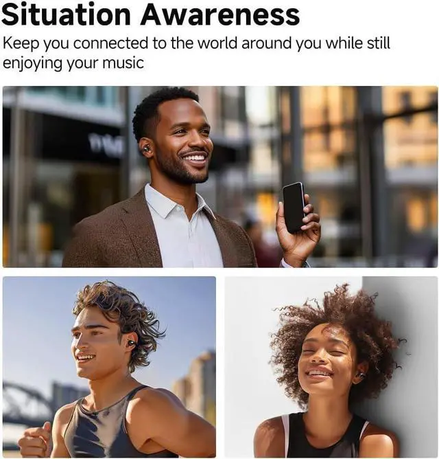 Alt view image 5 of 7 - QCY Crossky C30 Open Ear Headphones Wireless Bluetooth, Clip-On Earbuds with 4 ENC Noise Cancelling Mic, Stable Fit, Dual Connection, EQ Customized, Sports Earphones for Workout/Running