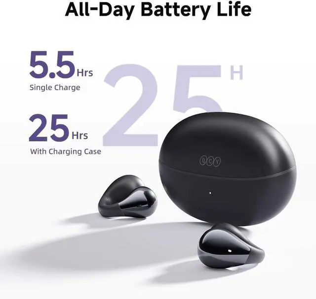 Alt view image 4 of 7 - QCY Crossky C30 Open Ear Headphones Wireless Bluetooth, Clip-On Earbuds with 4 ENC Noise Cancelling Mic, Stable Fit, Dual Connection, EQ Customized, Sports Earphones for Workout/Running