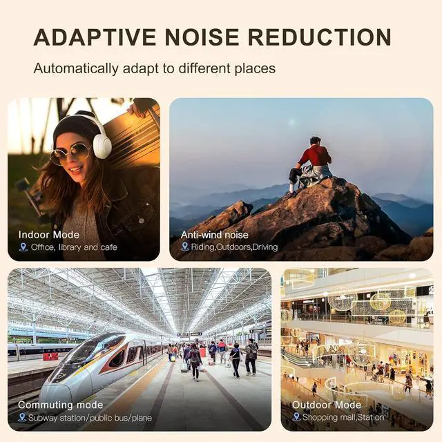 Alt view image 3 of 7 - QCY H3 ANC Bluetooth Headphones Over Ear, Active Noise Cancelling Bluetooth 5.4 Headphones with Microphones, Hi-Res Audio Sound, Multipoint Connection, 60H Playback, Custom EQ via App