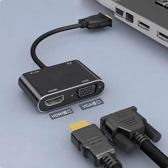 Alt view image 2 of 2 - VGA to HDMI VGA 2-in-1 with the display converter connected to the computer projector TV video conversion cable