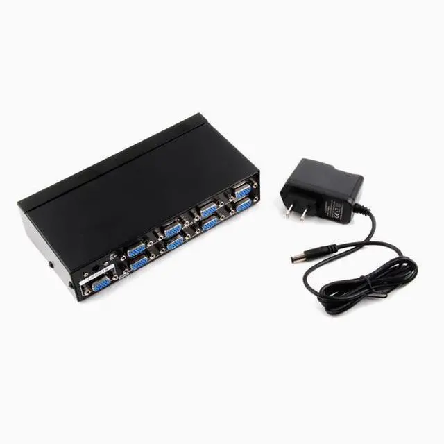 Alt view image 4 of 5 - Hd FJGEAR2508A splitter 1 in 8 out VGA splitter 1 drag 8 splitter and 12V 5A adapter interface 5.5*2.5mm
