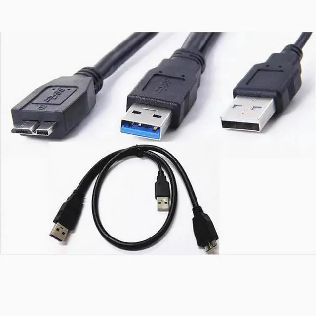 Alt view image 3 of 5 - USB 3.0 mobile hard disk data cable Dual usb head Y to micro b with auxiliary power supply