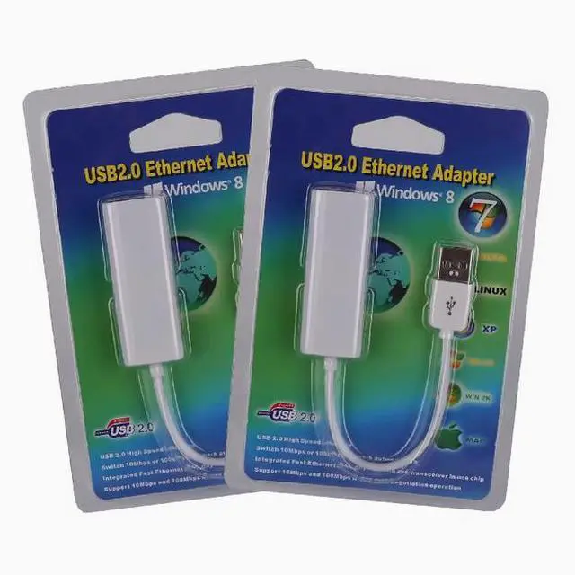 Alt view image 3 of 3 - No-drive USB wired 2.0 network card USB to RJ45 computer laptop WIN7/8/10 external network card