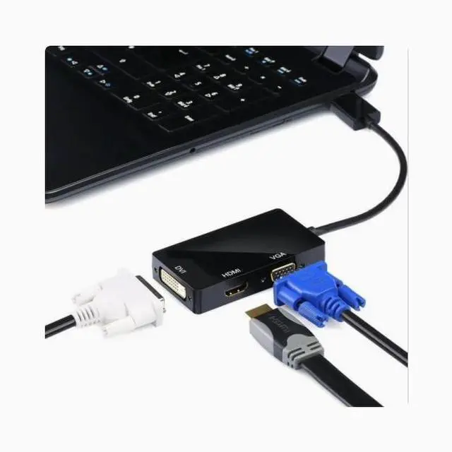 Alt view image 4 of 5 - MiniDP to HDMI VGA DVI 3-in-1 adapter projector converter supports 4K