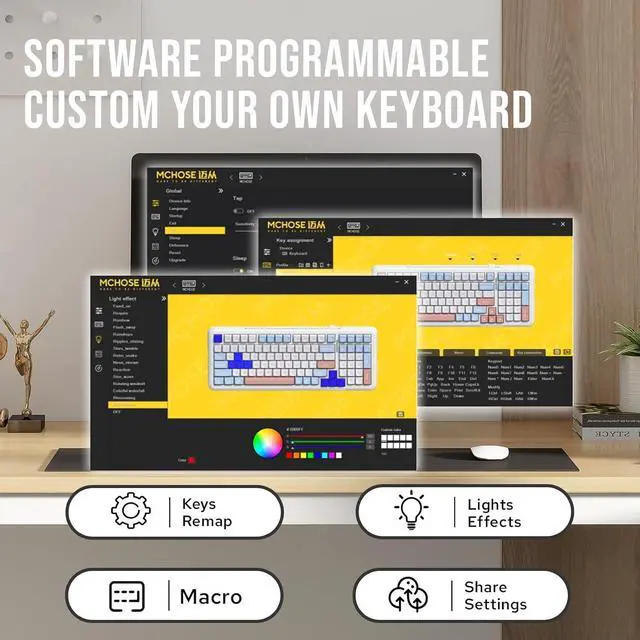 Alt view image 6 of 6 - MCHOSE K99 96% Wireless Gaming Keyboard, Gasket Mechanical Keyboard, BT5.0/USB-C/2.4GHz Wireless Creamy keyboard, with 6-Layer Padding, 6000mAh Battery, Hot Swappable, NKRO for Win/Mac/Linux