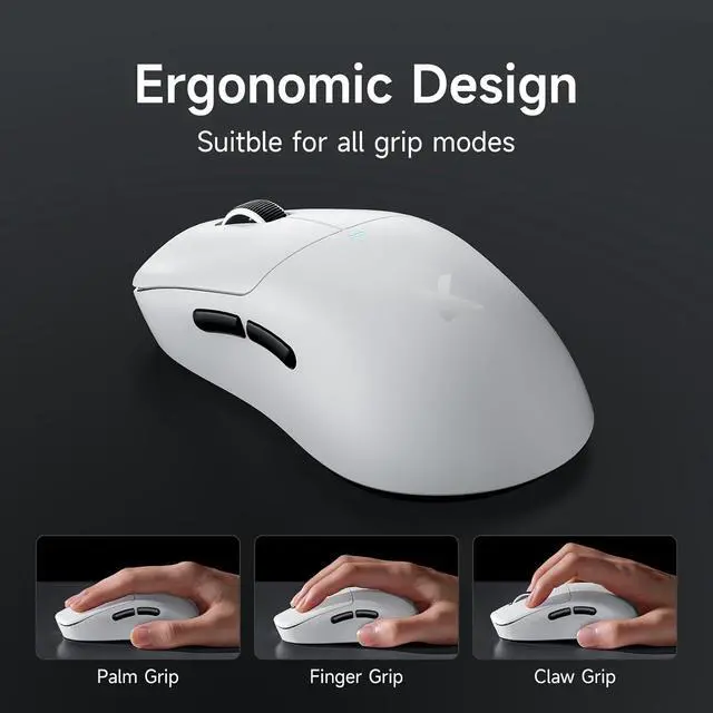 Alt view image 7 of 7 - MCHOSE M7 Ultra Wireless Gaming Mouse, 8K Polling, 55g Lightweight Ergonomic Computer Mouse PAW3950 Optical Sensor 750 IPS 26000 DPI 6 Programmable Controls USB-C 3-Modes PC/Mac White