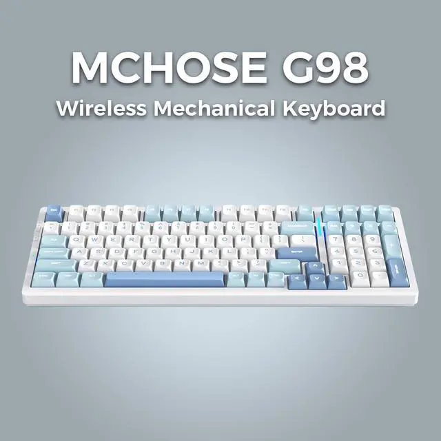 Alt view image 2 of 6 - MCHOSE  G98 POR Wireless Mechanical Keyboard, 98 Keys, Gasket Mounted, Five Layers Dampening, RGB Backlit, 2.4GHz/BT/Wired Tri-Mode, Hot Swappable (Blue, Cabbage Tofu Switch)