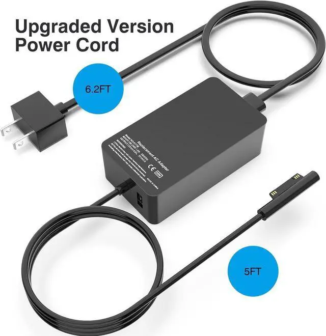 Alt view image 6 of 6 - Surface Pro Charger 65W for Surface Pro 3/4/5/6/7/8/9/X Power Supply Adapter, Compatible for Both Microsoft Surface Book Laptop/TabletWorks with 65W&44W&36W&24W