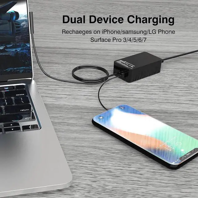 Alt view image 5 of 6 - Surface Pro Charger 65W for Surface Pro 3/4/5/6/7/8/9/X Power Supply Adapter, Compatible for Both Microsoft Surface Book Laptop/TabletWorks with 65W&44W&36W&24W