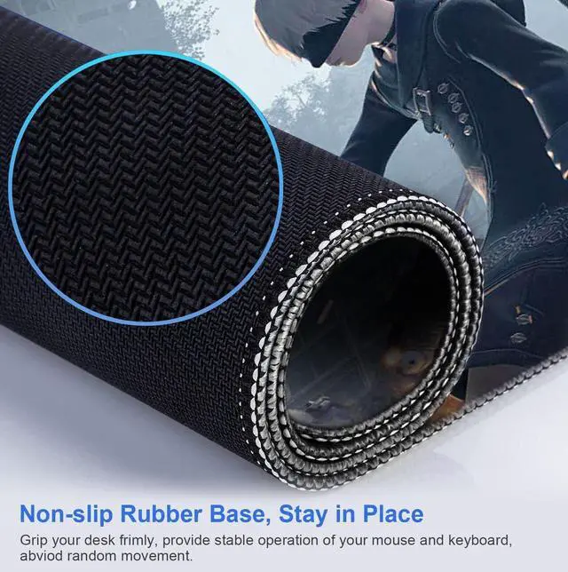 Alt view image 5 of 5 - Anime Large Gaming Mouse Pad Extended Full Desktop Anti-Slip Mouse Pad 35.4 x 15.7 x 0.12 Inch with Stitched Edge Waterproof Keyboard Pad for Office and Home