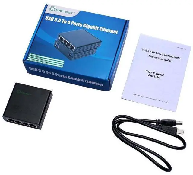 Alt view image 3 of 7 - USB 3.0 To RJ45 Network Card Adapter USB3.0 to 4 Ports 10/100/1000M Gigabit Ethernet Controller Adapter 10/100/1000 USB Gigabit Lan Network NIC Adapter