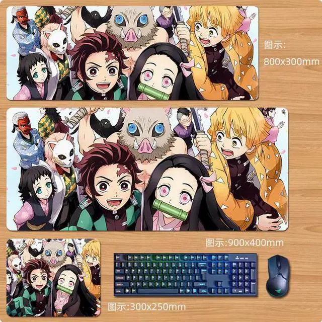 Main image of Anime Demon Slayer mouse pad Extended Gaming Mouse Pad with Stitched Edges, Large Mouse pad with Non-Slip Rubber Base for Work & Gaming, Office & Home 800*300mm