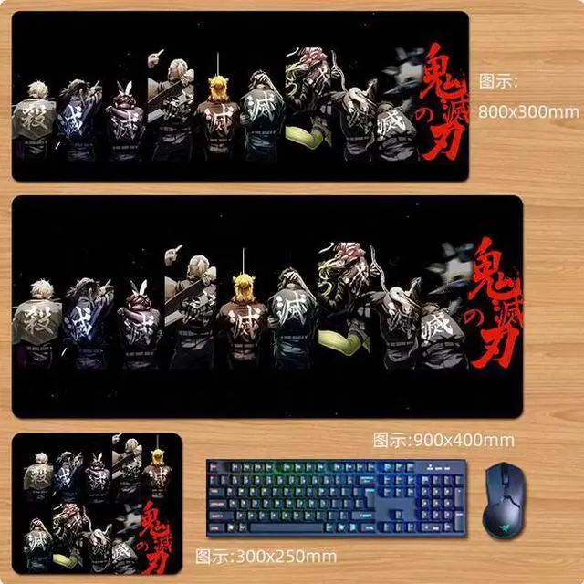 Main image of Anime Demon Slayer mouse pad Extended Gaming Mouse Pad with Stitched Edges,  Large Mouse pad with Non-Slip Rubber Base for Work & Gaming, Office & Home 800*300mm