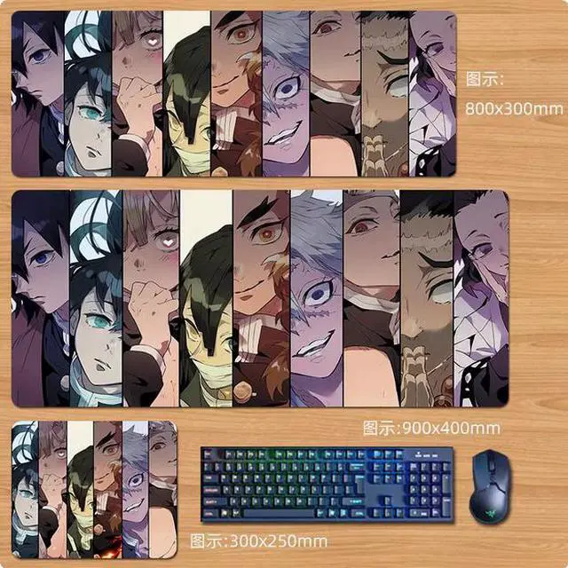 Main image of Anime Demon Slayer mouse pad Extended Gaming Mouse Pad with Stitched Edges,  Large Mouse pad with Non-Slip Rubber Base for Work & Gaming, Office & Home 300*250mm