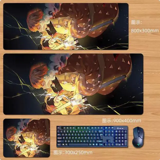 Main image of Anime Demon Slayer Agatsuma Zenitsu mouse pad Extended Gaming Mouse Pad with Stitched Edges, Large Mouse pad with Non-Slip Rubber Base for Work & Gaming, Office & Home 300*250mm
