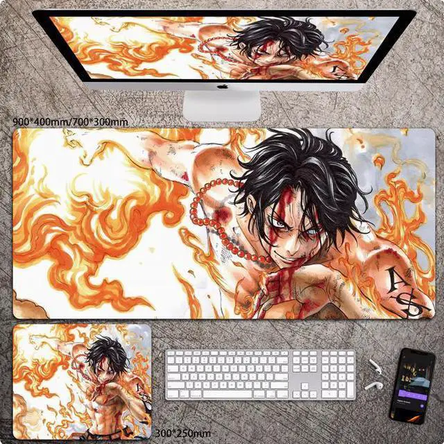 Main image of Anime One Piece Ace mouse pad Extended Gaming Mouse Pad with Stitched Edges,  Large Mouse pad with Non-Slip Rubber Base for Work & Gaming, Office & Home