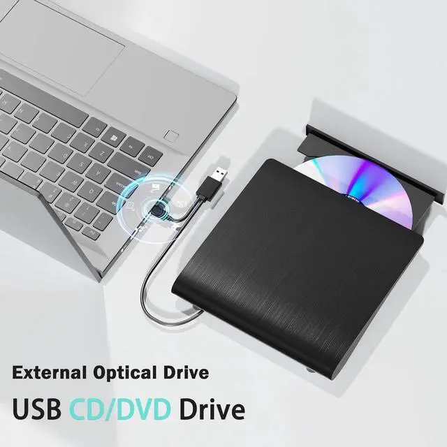 Alt view image 2 of 7 - Hitoor External CD/DVD Drive for Laptop PC, Portable CD DVD Player USB 3.0 Type C Portable Optical Drive, External CD DVD Burner Compatible with Windows 10 11 Linux Mac OS