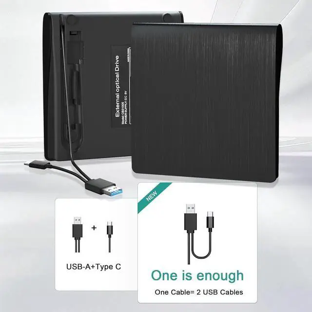 Alt view image 4 of 7 - Hitoor External CD/DVD Drive for Laptop PC, Portable CD DVD Player USB 3.0 Type C Portable Optical Drive, External CD DVD Burner Compatible with Windows 10 11 Linux Mac OS