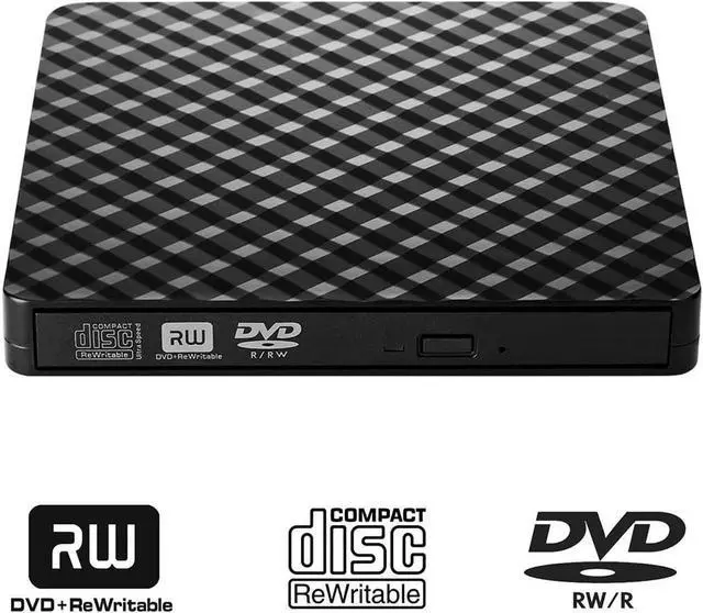 Alt view image 3 of 7 - External CD DVD Drive, USB 3.0 Portable CD/DVD +/-RW Drive Slim Optical Burner Writer Rewriter, High Speed Data Transfer for Laptop Notebook Desktop PC MAC OS Windows 7/8/10 (Black)