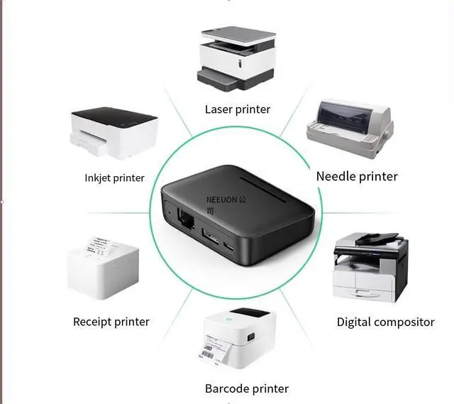 Alt view image 6 of 6 - ugreen printer network sharer service wireless receive automatic no-switch wired usb retrofit wifi module connection LAN share one drag more than one drag two computer print box
