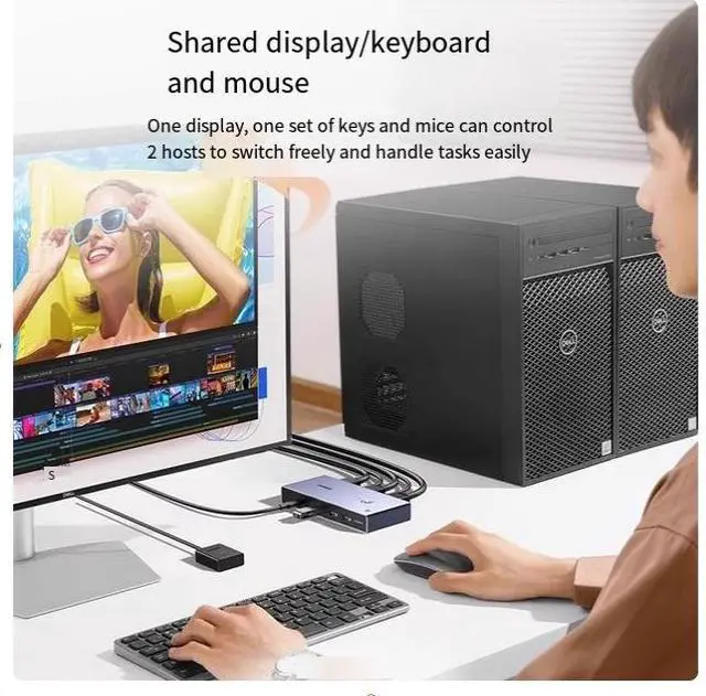Alt view image 2 of 7 - UGREEN HDMI 2.1 USB3.0 8K 60HZ KVM Switcher 2 Input 1 Output 2 Hosts share one monitor usb printer shares two synchronous allocation screen cutters